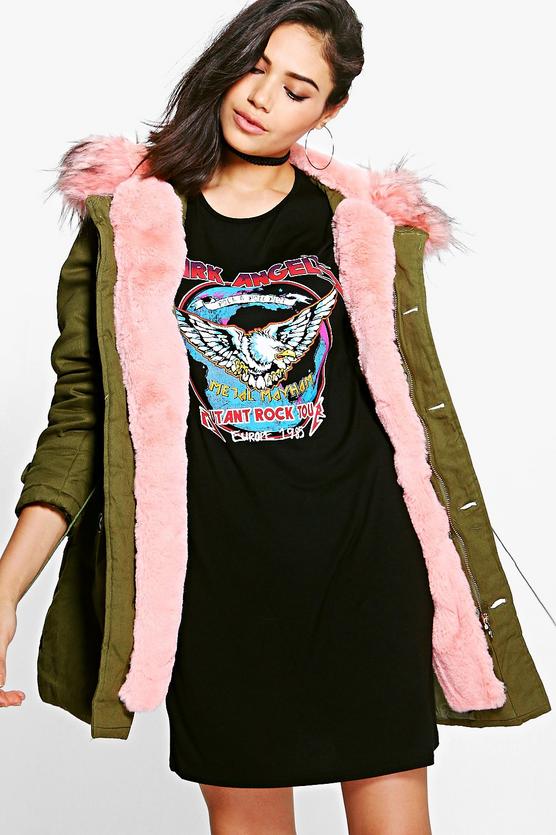 Emma Contrast Faux Fur Trim Parka